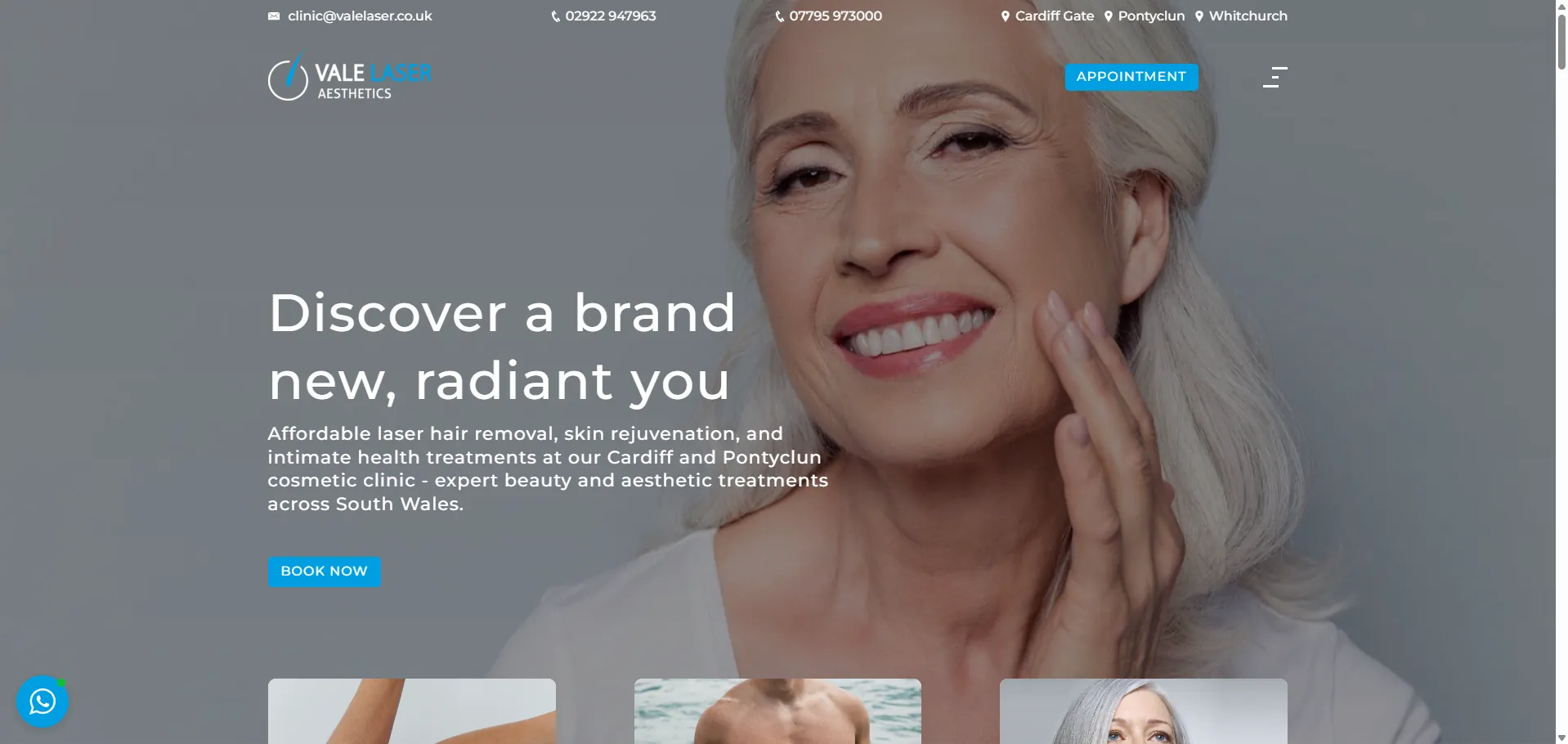 Vale Laser & Aesthetics website screenshot — Healthcare portfolio example by Invincible Media